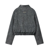 Women Jacket Stitching Lapel Short Jacket Autumn and Winter Zipper Cardigan Outerwear