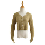 Women Sweater Knitwear Single-Breasted Knitted Cardigan for Women Autumn Short Long Sleeve Top