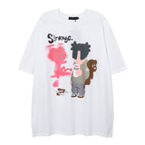 Men T Shirt Summer Hip Hop Cartoon Puff Print Couple Short Sleeve T-shirt