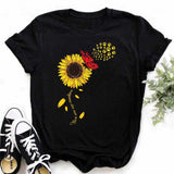 Maycaur Women's T-shirt Casual Kawaii Sunflower Butterfly