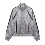 Women Jacket Outdoor Jacket Coat Loose Stand Collar Long Sleeve Sports Trench Coat