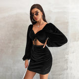 Women Dress Sexy Cutout Sheath Velvet Dress
