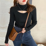 Women Knitwear Autumn and Winter Turtleneck Knitwear Hollow out