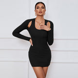 Women Dress Sexy off-the-Shoulder Bag Hip Dress