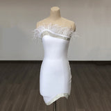 Women's Wedding Dress Feathered Dress Bandage Dress Summer Hip Skirt