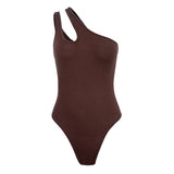 Women Jumpsuit Summer Sexy Slim-Fit Ribbed One-Shoulder Hollow-out Jumpsuit
