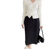 Women Knitted Skirt Autumn and Winter Knitting Skirt Straight Skirt