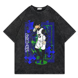 Washed retro t-shirt cartoon print graphic casual cotton summer short sleeves