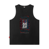 Men Vest Flame Rose Print Sleeveless T-shirt Men Oversize Hip Hop Retro Tank-Top Summer