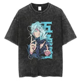 2024Japan Anime Print Oversize Cotton Mens Vintage TShirt