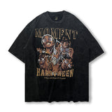 Men T Shirt Hip Hop Rapper Worn Looking Washed-out Short Sleeve T-shirt Men Oversize