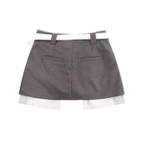 Women Skirt Pleating Suit Skirt with Belt Leisure A- line Skirt