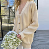 Ladies Leisure Knitwear Loose Knitted Sweater Women Casual Solid Color Autumn and Winter Cardigan