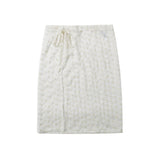 Women Skirt Summer Embroidered Skirt Lace-up Midi Skirt