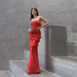 Women Dresses Sexy Ribbon Dress Spring Summer Slim-Fit Long Dress