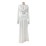 Women Dresses Evening Dress Autumn Sexy Lantern Sleeve Dress (Zns0409)