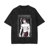 Washed retro cotton t-shirt printed washed old short sleeves