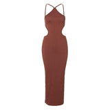 Women Dresses Spring/Summer Backless Sheath Dress (Bla0420)