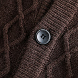 Unisex Winter Cotton Coat Twist round Neck Knitted Sweater Vintage Cardigan Sweater