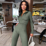 Women Jumpsuit Winter Lapel Long Sleeve Casual Wide Leg Pants