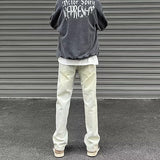 Men Jeans Vintage Jeans Summer Distressed Straight Bootleg Pants