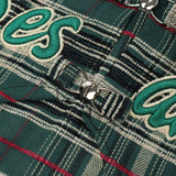 Women Jacket Short Plaid Coat Embroidered Long Sleeve