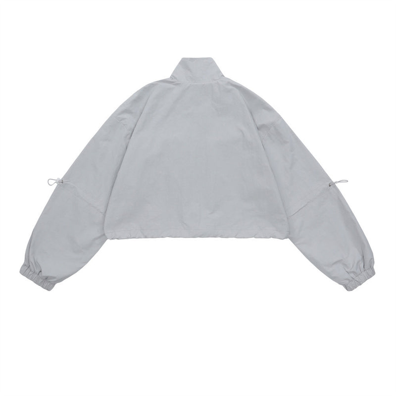 Women Jacket Loose Casual Stand Collar Long Sleeve Sports Short Jacket