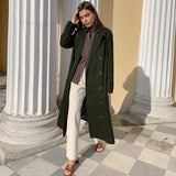 Women Trench Coat Long Autumn and Winter Long Sleeve Turn-down Collar Coat