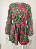 Women's Evening Gown Sexy Loose-Fitting V-neck Long Sleeves Striped Sequined Jumpsuit