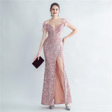 Harlem Nights Outfits Velvet High-Density Sequined Fishtail Evening Dress