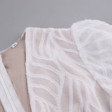Women Dress Spring V-neck Lantern Sleeve A- line Skirt