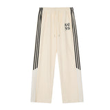 Men Sweatpants Side Stripe Stitching Straight-Leg Trousers Loose Daily Casual Sports Pants