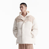 Unisex Winter Cotton Coat Winter Stand-up Collar down Jacket Retro Loose down Jacket