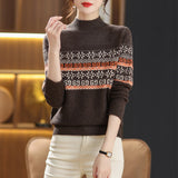 Women Knitted Pullover Turtleneck Sweater Women's Red Short Knitted Top