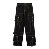 Women Pants Multi-Pocket Jeans Trousers