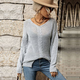 Women Knitted Sweater Fall Split Sweater