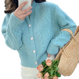 Women Knitwear Autumn and Winter round Neck Sweater Loose Knitted Cardigan