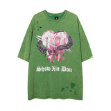 Men T Shirt Vintage Cross Washed and Worn Short Sleeve T-shirt