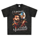 Mens Vintage Football T-Shirt mohamed T-Shirt Men's Summer Loose Print Short Sleeve