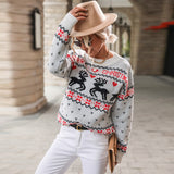 Women Knitted Sweater Autumn Knitted Long Sleeve Pullover round Neck Christmas Sweater