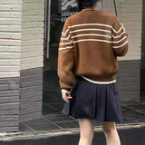 Women Knitwear Autumn and Winter Striped Sweater Loose Casual Knitted Cardigan