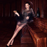 Women Dresses Mesh Dress Sexy Dress (Bla0420)