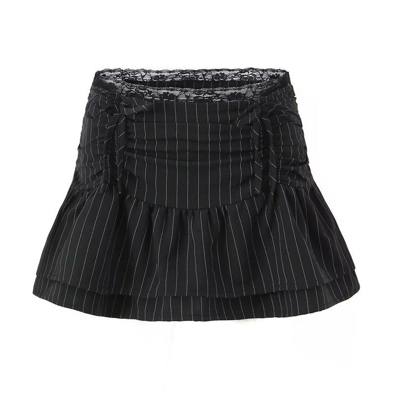 Women Skirt Summer Stripes Drawstring Skirt