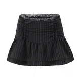 Women Skirt Summer Stripes Drawstring Skirt
