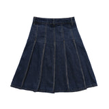 Women Long Skirt Denim Skirt A- line Pleated Skirt Loose Skirt