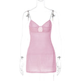 Women Dresses Sexy Cutout Bright Silk Sling Dress