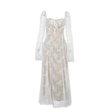 Women Dresses Autumn Sexy Slim Fit Long Dress Lace Dress