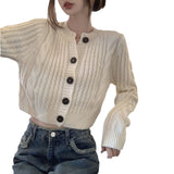 Women Knitwear Autumn and Winter round Neck Sweaters Cardigan