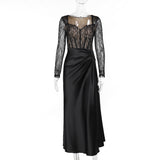 Women Dresses Lace Long Sleeve Dress Autumn and Winter Sexy Skirt (Csm202403)