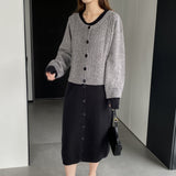 Women Knitted Two-Piece Set Knitted Cardigan Vest Skirt Two-Piece Set A3120